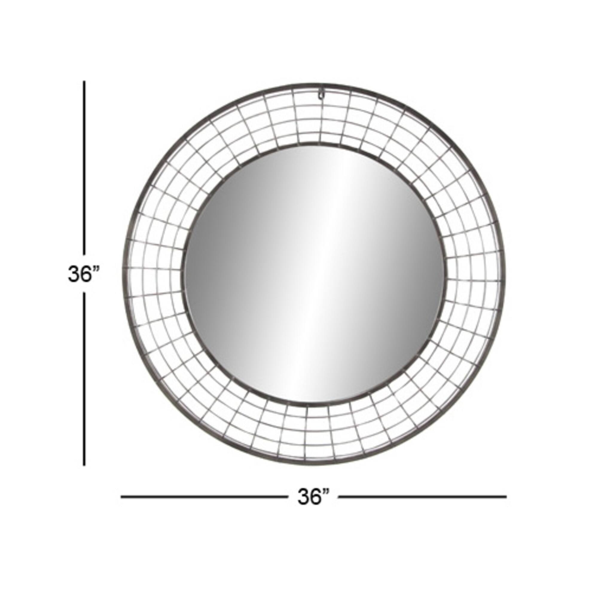 36" Black Industrial Metal Round Wall Mirror